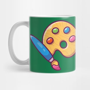 Paint pallet And Paint Brush Cartoon Mug